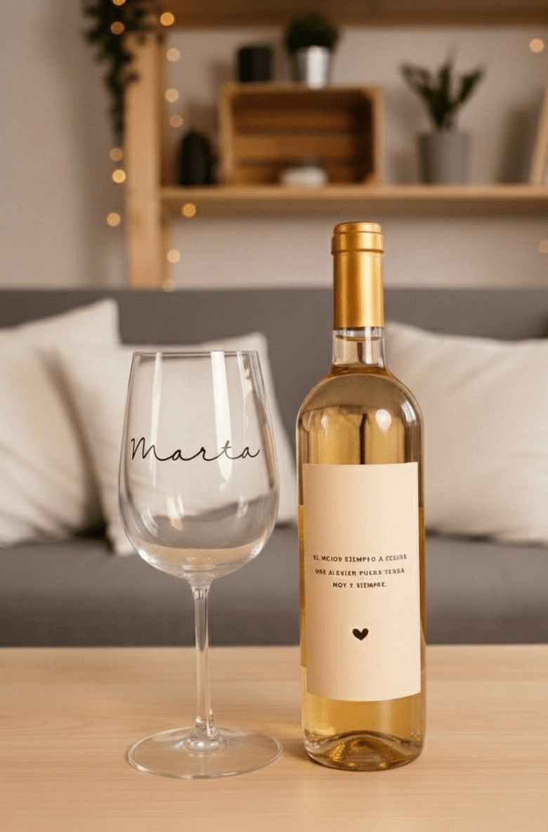 Pack copa + botella de vino| personalizado - Caramel regalos