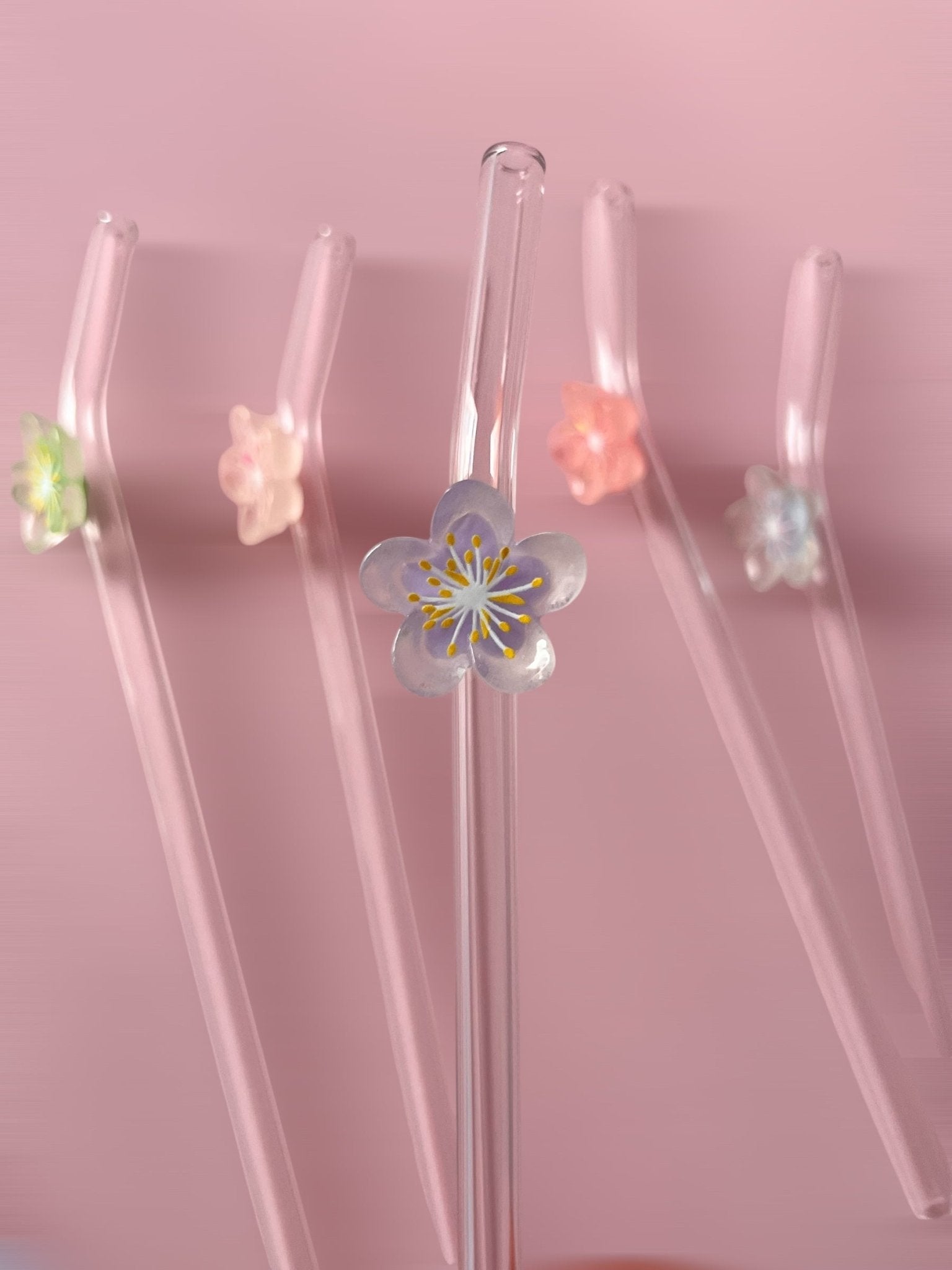 Pajitas de Vidrio Reutilizables | Diseño flores - Caramel regalos