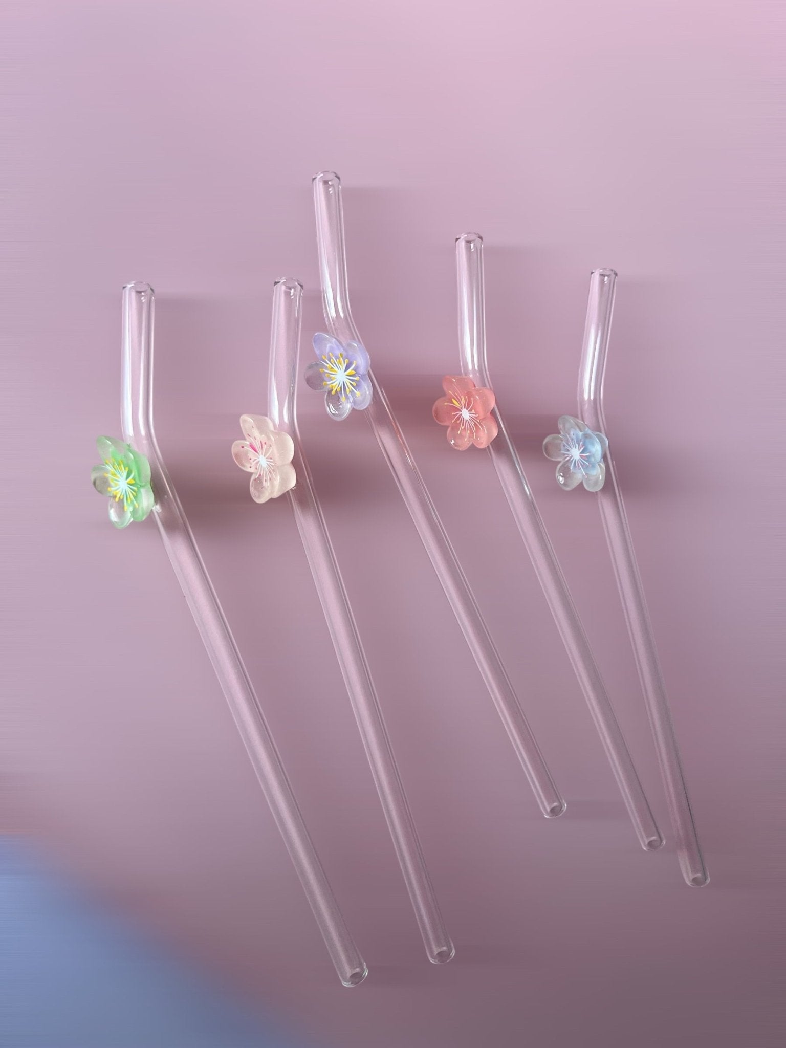 Pajitas de Vidrio Reutilizables | Diseño flores - Caramel regalos