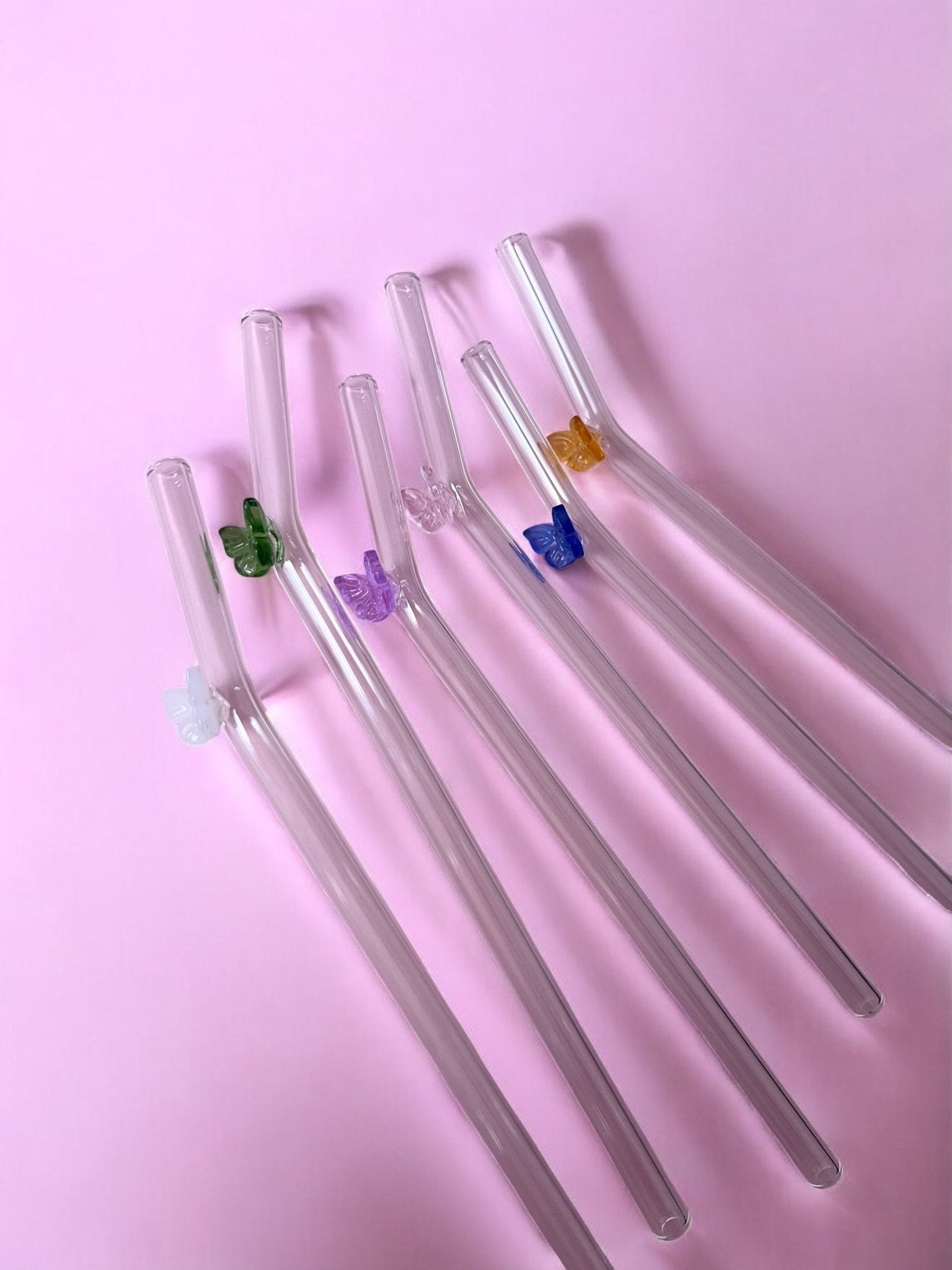 Pajitas de Vidrio Reutilizables | Diseño Mariposas - Caramel regalos