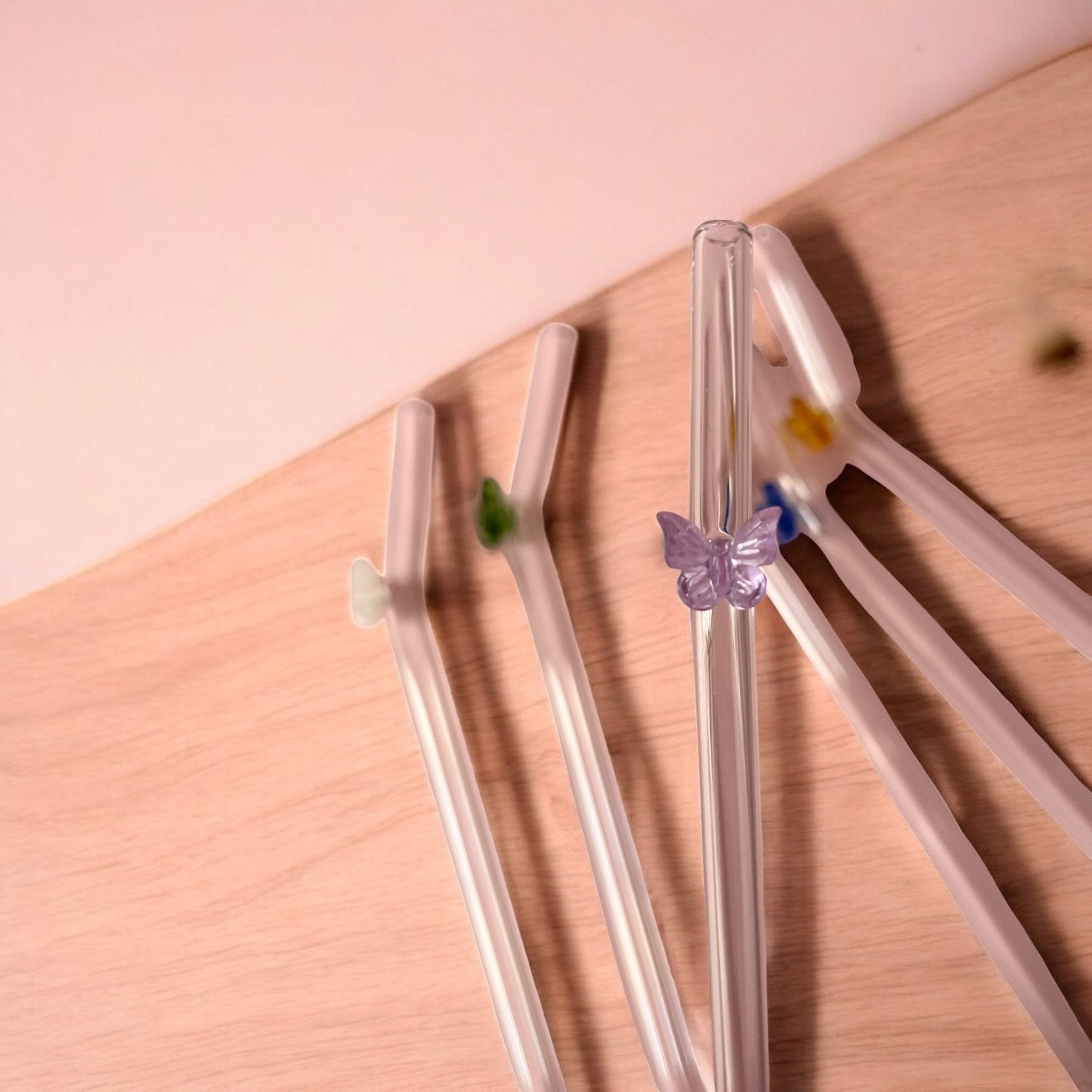 Pajitas de Vidrio Reutilizables | Diseño Mariposas - Caramel regalos