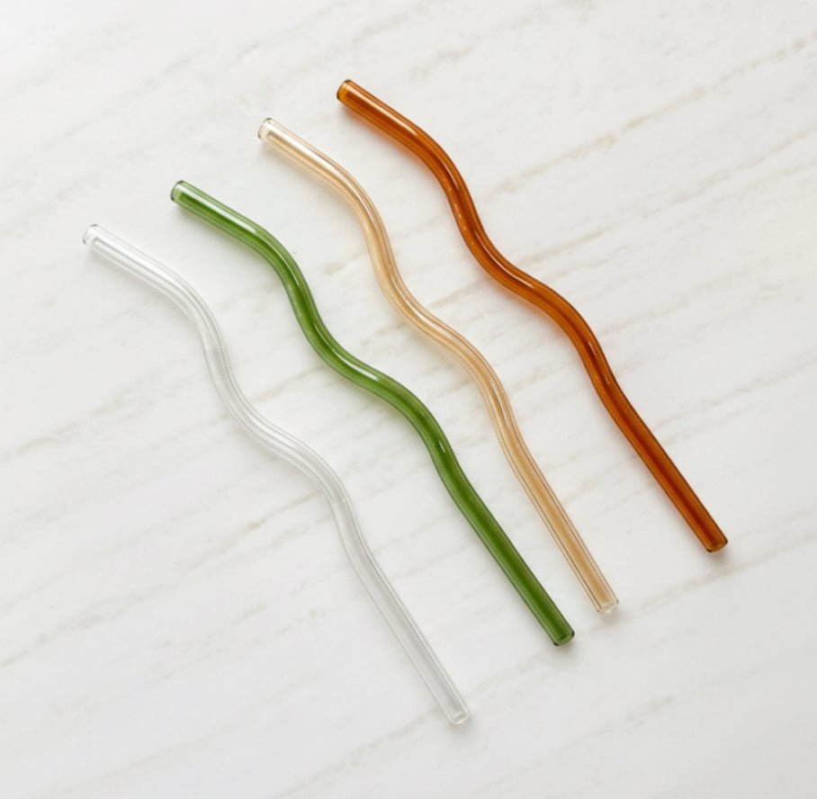 Pajitas de Vidrio Reutilizables | Diseño ondulado - Caramel regalos