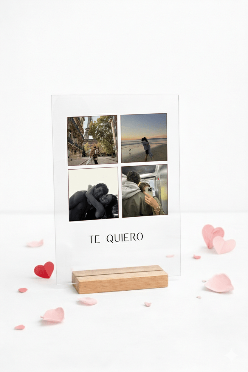 Placa acrílico personalizada San Valentín | fotos y frase - Caramel regalos