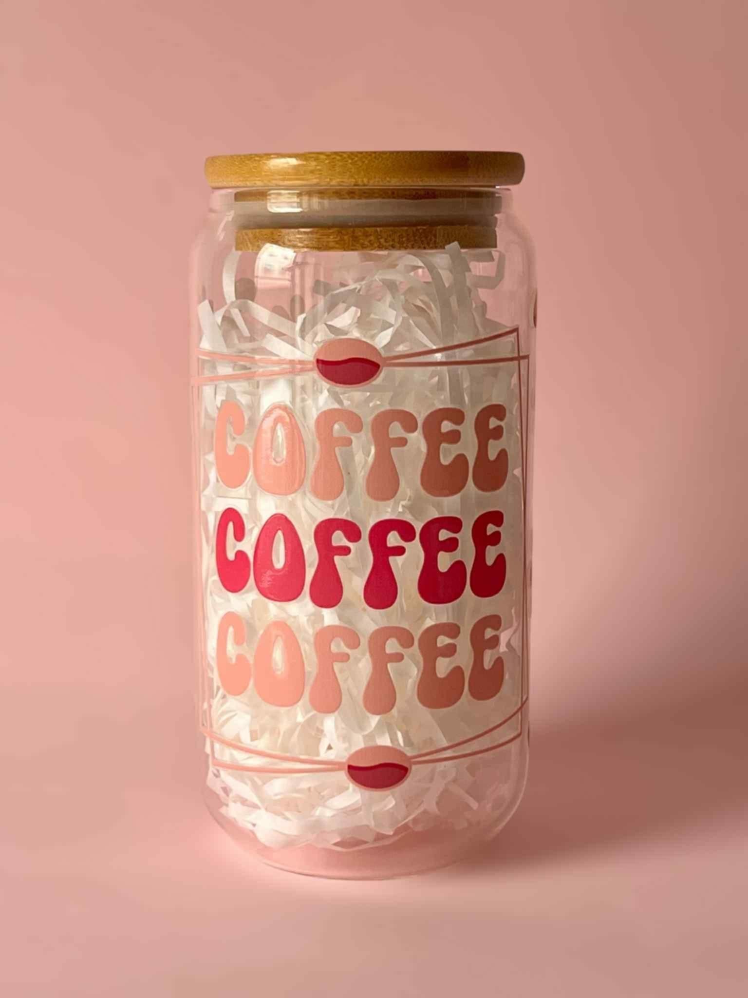 Vaso de cristal con pajita | Diseño coffe - Caramel regalos