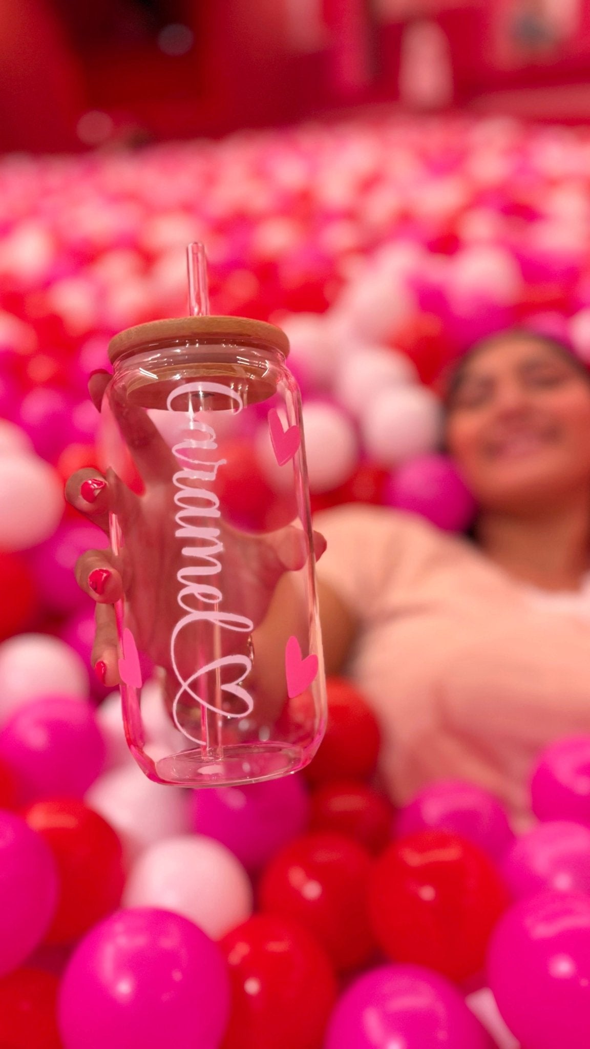 Vaso de vidrio personalizado| nombre - Caramel regalos